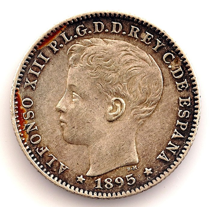 España-Puerto Rico. Alfonso XIII (1886-1931). 20 Centavos de peso 1896 PGV - Muy escasa
