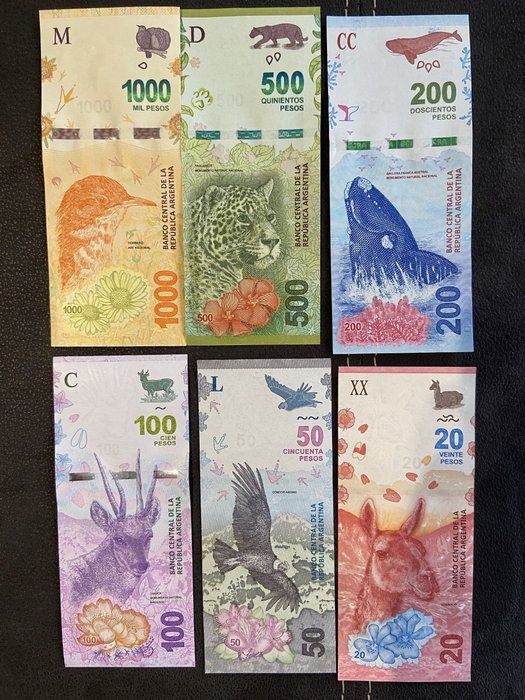 Argentina - 20-50-100-200-500-1000 Pesos 2017/2019 - Serie Fauna