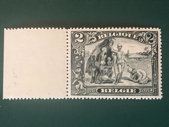 Belgien 1915 - 2Fr anti-slavery with sheet edge in perforation 15 - Centred - OBP 146Aa