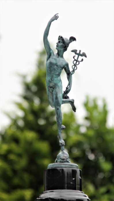 Γλυπτό, sculpture of mercury - 43 cm - Μάρμαρο, Μπρούντζος