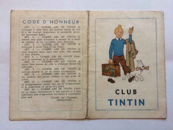Tintin - Carte membre Club Tintin (années '50)