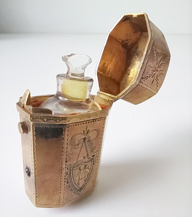 Parfüm-Flasche, Parfümhalter - .800 Silber, Vergoldetes Silber - Samuel Pemberton - Birmingham - England - Ende des 18. Jahrhunderts
