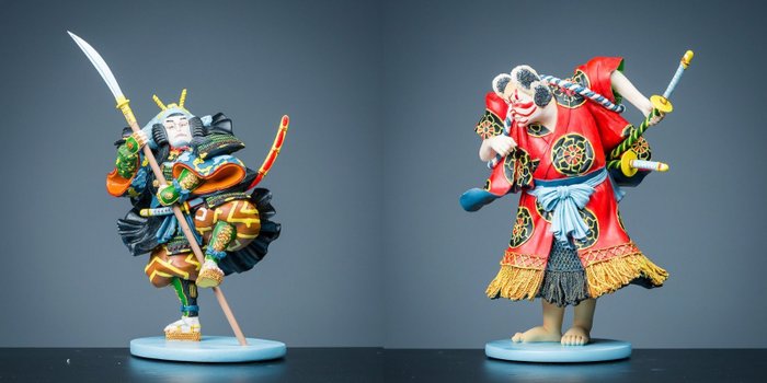 Ed van Rosmalen - 玩具人偶 - Twee Samurai beelden -  (2) - 宝丽石