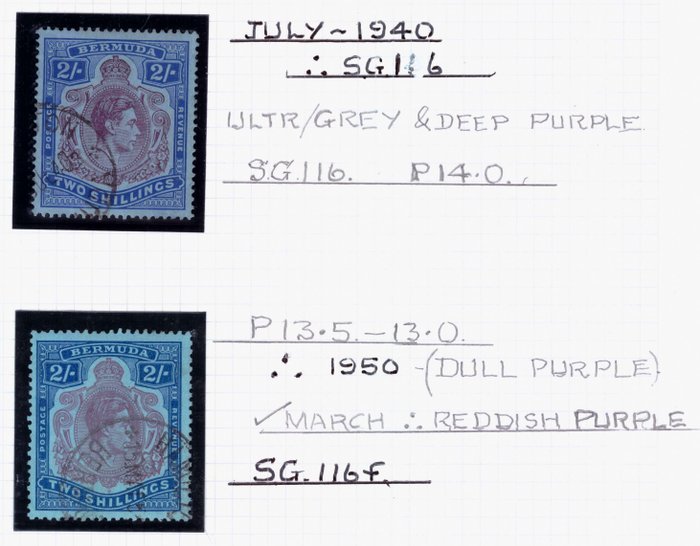 Bermuda 1938/1950 - Stanley Gibbons 116. 116a, 116c, 116d, - Catawiki