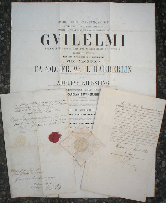 Karl Brunnemann - Gvilelmi + 2 Schriftstücke - 1890/1879