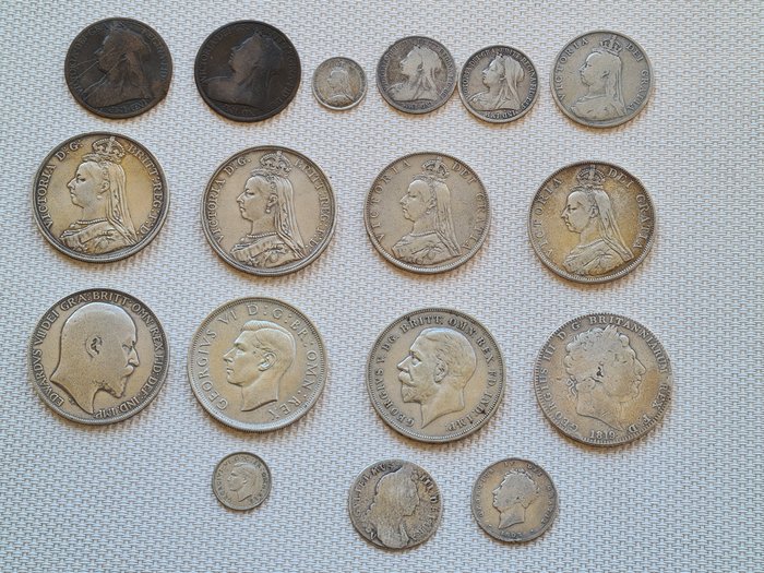 Gran Bretagna. A collection of 17 coins mainly silver - different dates
