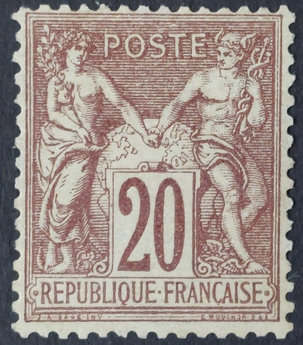Frankrijk 1876 - Sage, Type I, N under B, 20 centimes brown-lilac. - Yvert 67