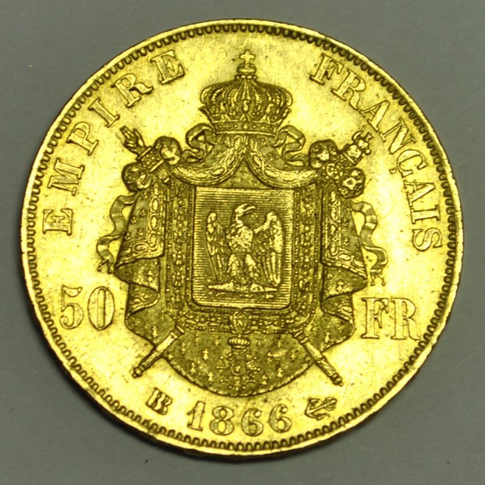 France. Napoléon III (1852-1870). 50 Francs 1866-BB, Strasbourg
