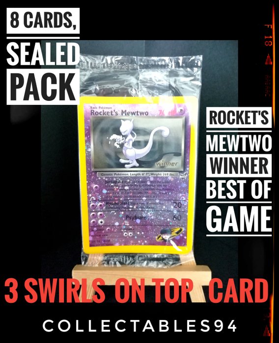 The Pokémon Company - cartes promotionnelles scellées Trading card Rocket's Mewtwo, Best of Game, Winner stamp, SEALED pack - 2003