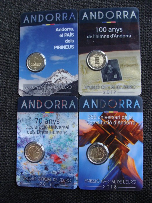 Andorre. 2017/2018 (4 verschillende) in coincards