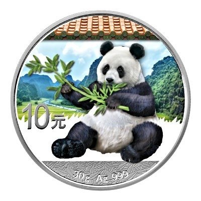 China. 10 Yuan 2017 - "Panda - Colorized“ - 30g