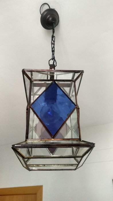 handgemaakte lamp (1) - Art Deco - Kristal, Messing