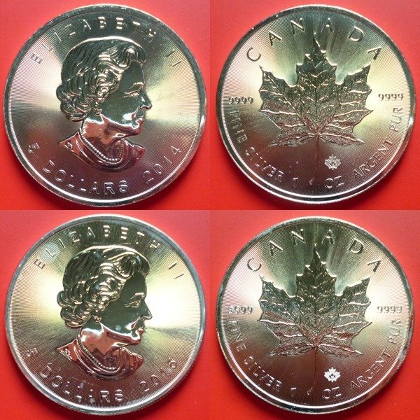 Canada. 5 Dollars 2014/2015 Maple Leaf - 2 x 1 Oz