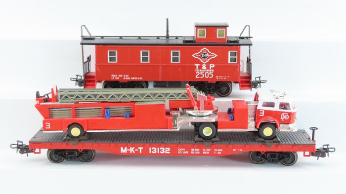Märklin H0 - 4580 - Freight wagon set - Car set with wagon, fire engine and caboose - Texas & Pacific, M-K-T