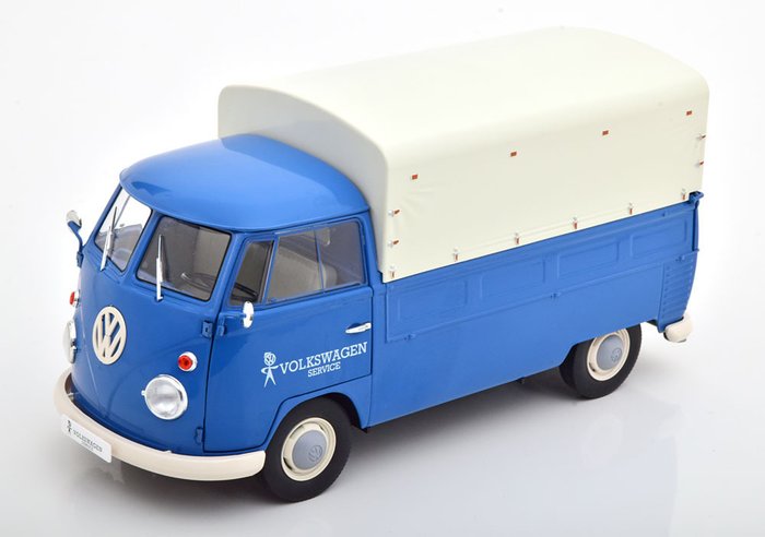Solido - 1:18 - Volkswagen VW T1 Pick-Up with cover Volkswagen Service 1950 - blauw