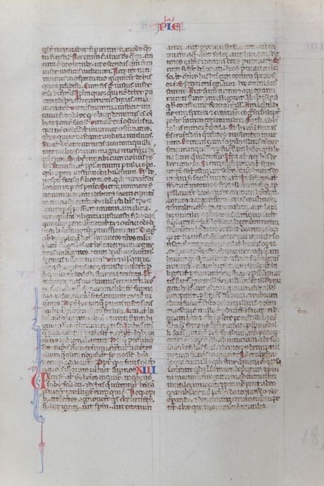 Manuscript - Original bible sheet from the 13th century - [ca. 1250]