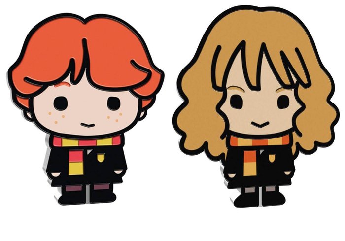 Niue. 2 Dollars 2020 Hermione Granger and Ron Weasley - Harry Potter - Chibi Coin Collection - 2 x 1 oz