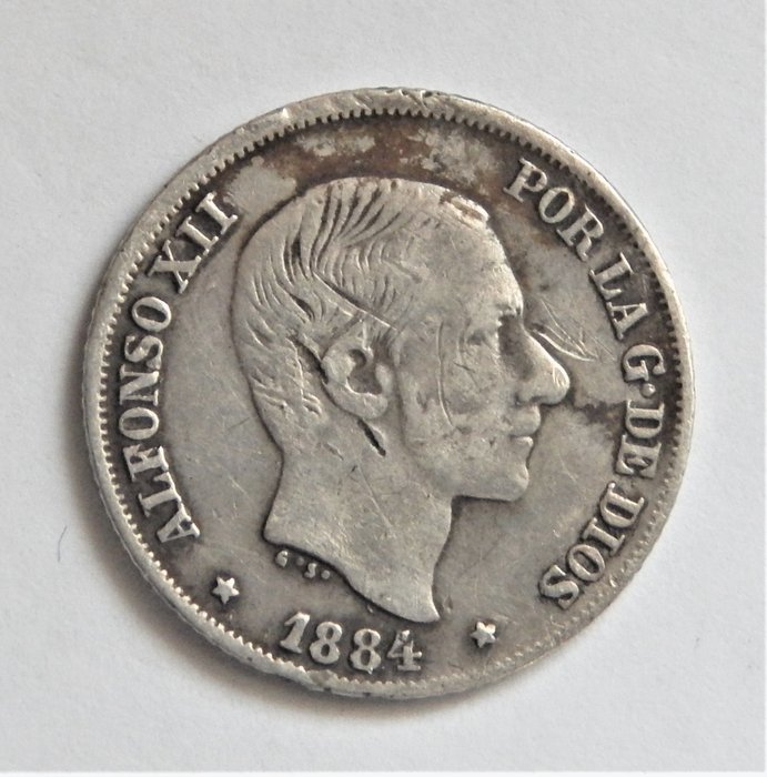 Spain. Alfonso XII (1874-1885). 10 Centavos de Peso 1884 - Manila - Filipinas - Muy rara