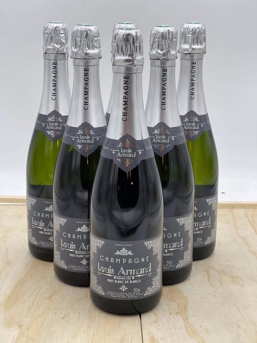 Louis Armand, Brut Blanc de Blancs - Champagne Premier Cru - 6 Flasker (0,75 L)