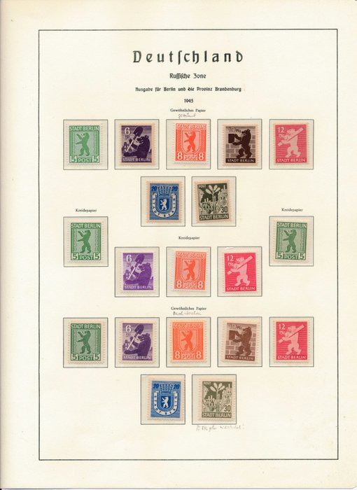Sovjet-bezettingszone 1945/1949 - Quality collection, complete with “Potschta” and blocks no. 1 to 6 - zusätzlich Postmeisterzähnungen gute Farben und beide Wasserzeichen X/Y