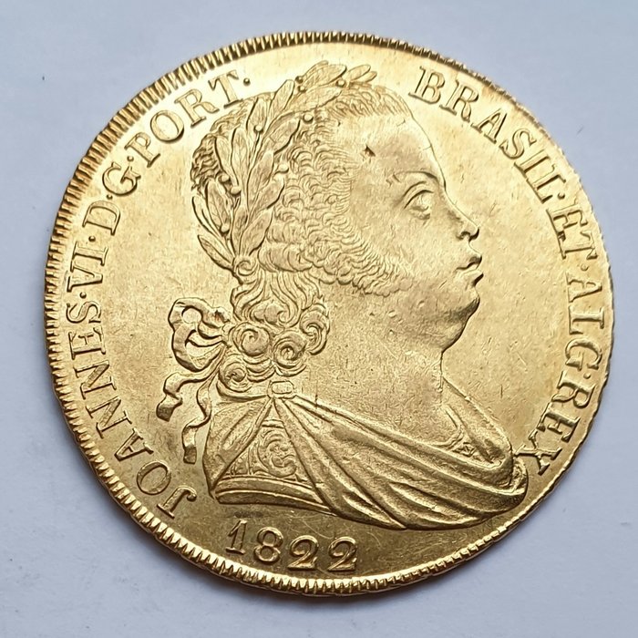Portugal. D. João VI (1816-1826). Peça (6.400 Reis) 1822 - Lisboa - 8 Frutos - Cruz Irradiada