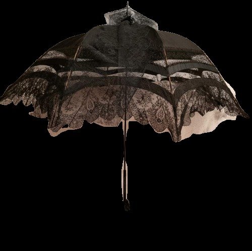 Bourgesie decoratie parasol - Parelmoer, Zijde, Zilver - Eind 19e eeuw