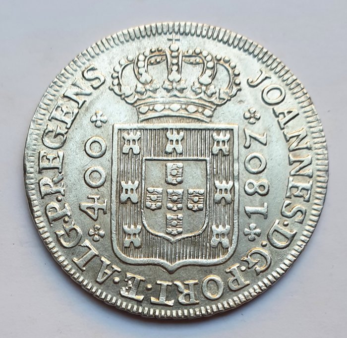Portugal. D. João Príncipe Regente (1799-1816). Cruzado Novo (480 Reis) 1807 - Diadema 1 Ponto