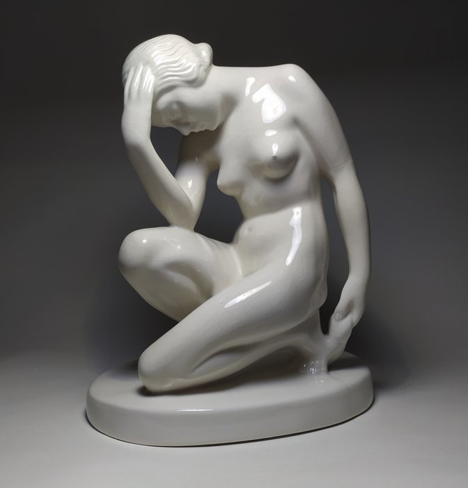 László Gabay (1897-1952) - "Teleurstelling" - Art Deco Vrouwelijk Naakt (30cm)