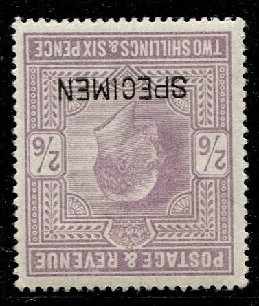 Großbritannien 1902 - 2 shilling 6 pence purple specimen INVERTED WATERMARK