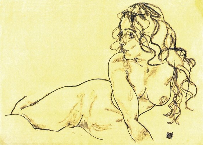 after Egon Schiele - Boceto Desnudo Femenino