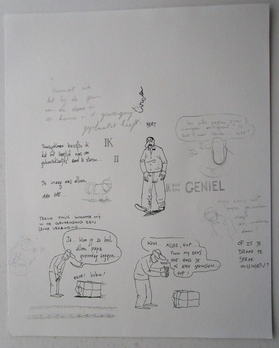 Kamagurka - Originele tekeningen in inkt - Bert - Ik ben een genie - (1985)