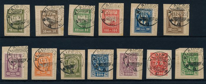 Memel 1923 - So-called "Port jubilee issue" complete 40 M - 3000 M on letter pieces - Michel Nr. 151 - 163