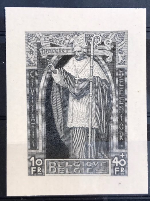 België 1933 - Kardinaal Mercier - Proefdruk in zwart en wit - OBP 350 - Essai