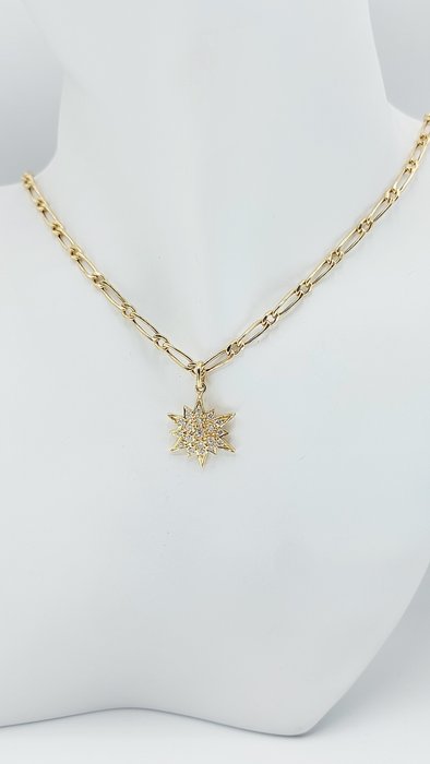Image 2 of 18 kt. Gold - Necklace with pendant - Diamonds