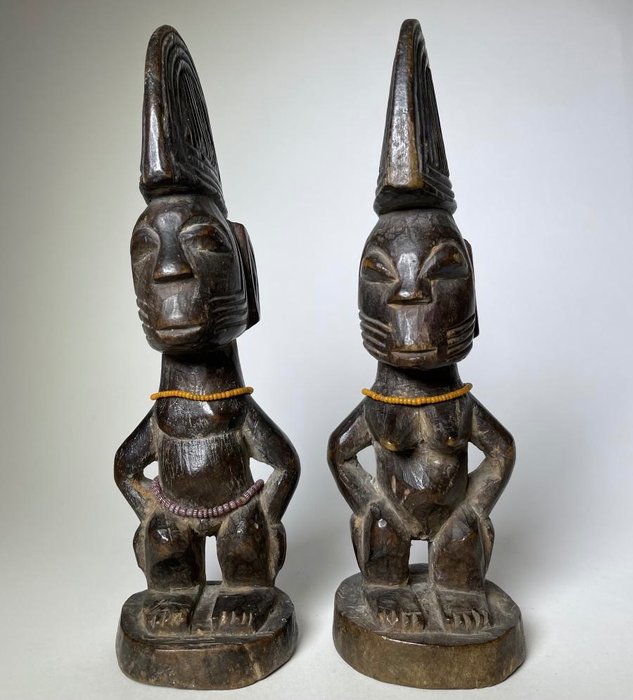 Statue(s) (2) - Wood - Ibejis - Yoruba - Nigeria 