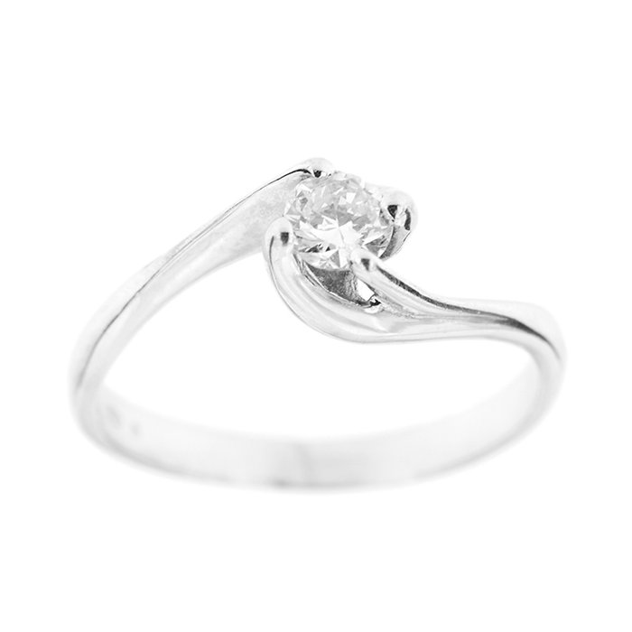 Preview of the first image of 18 kt. White gold - Ring - 0.22 ct Diamond.