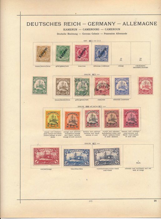 German colonies "Cameroon" 1890/1915 - Old collection on album pages with 3 postal stationeries