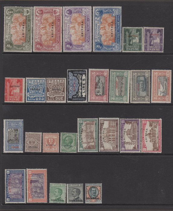 Italian Eritrea 1923 - Selection of stamps in sets and single stamps