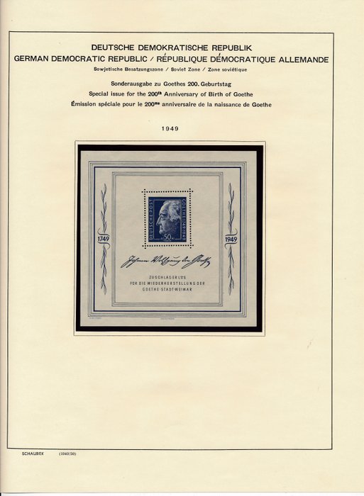 SBZ - Algemene problemen 1948/1949 - Complete collection with Goethe Block - Michel Block Nr. 6