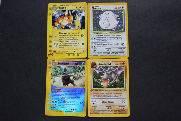 The Pokémon Company - Pokémon - Trading card Raichu, Chansey, Feraligatr, Aerodactyl