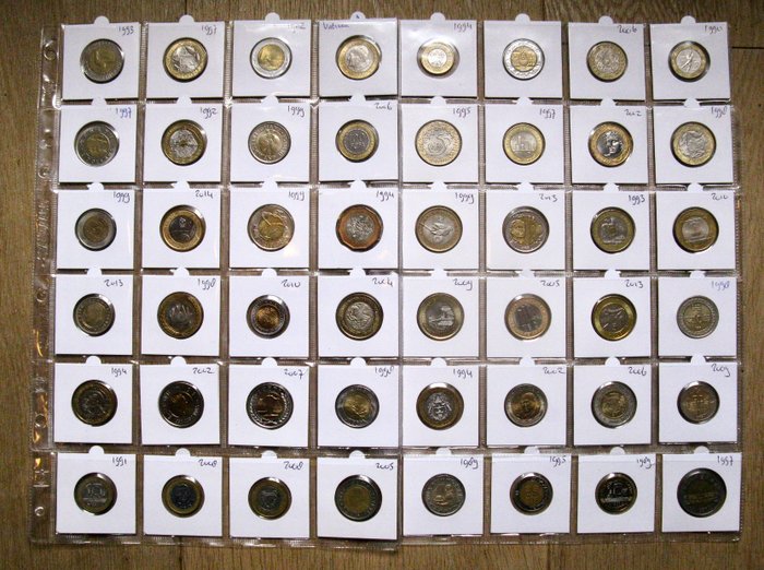 World. Collection Bi-Metallic Coins 1982/2014 - 48 different pieces, many high grades