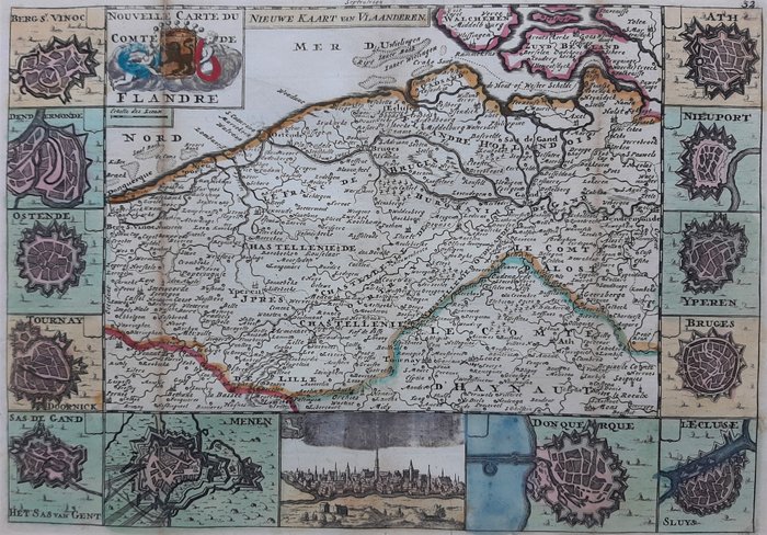 Belgien, Vlaanderen; J de la Feuille - Nouvelle Carte Du Comte De Flandre - 1729