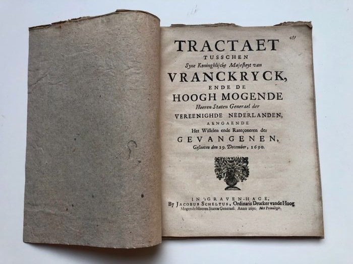 Vrede van Nijmegen - Tractaet [...] aengaende het wisselen ende Rantçoeneren der Gevangenen - 1690