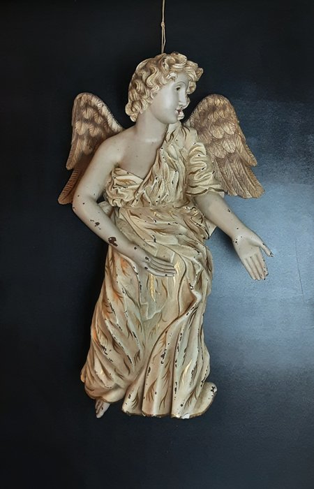 Con Alas - Beeld, Engel, 66 cm. - Rococo - Gegoten hout - Eerste helft 20e eeuw