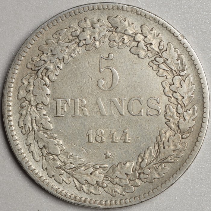 Belgium. Leopold I (1831-1865). 5 Francs 1844 pos.B