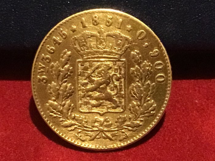 Netherlands. Willem III (1849-1890). Halve gouden Willem of 5 Gulden negotiepenning 1851