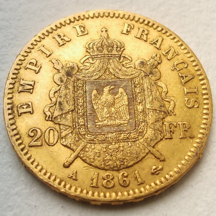 France. Napoléon III (1852-1870). 20 Francs 1861-A, Paris