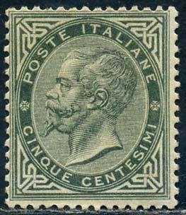 Royaume d’Italie 1863 - 5 c. grey green, Turin issue. - Sassone N. T 16