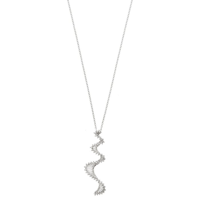 Image 3 of 18 kt. White gold - Necklace with pendant - 0.47 ct Diamonds