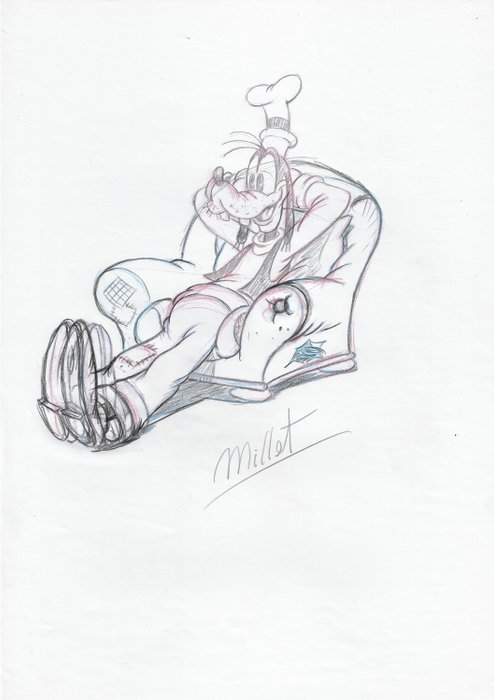 Goofy - Original Sketch Drawing - Millet - DIN A3